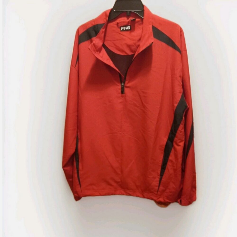 Golf PING Red Men's Pullover Windbreaker Jacket Size [LG] Half Zip Lightweight